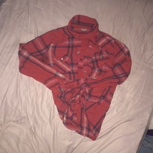 Red,blue, and white button up flannel